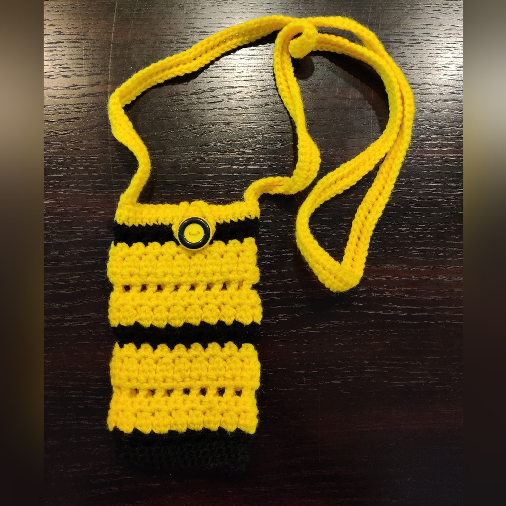Yellow and Black Crochet Crossbody Bag